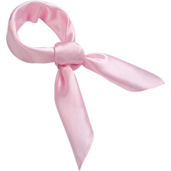 Women's Pink Silk Feeling Scarf 23.6'' Square Satin Scarf Neck Head Bandana - Picture 5 of 7